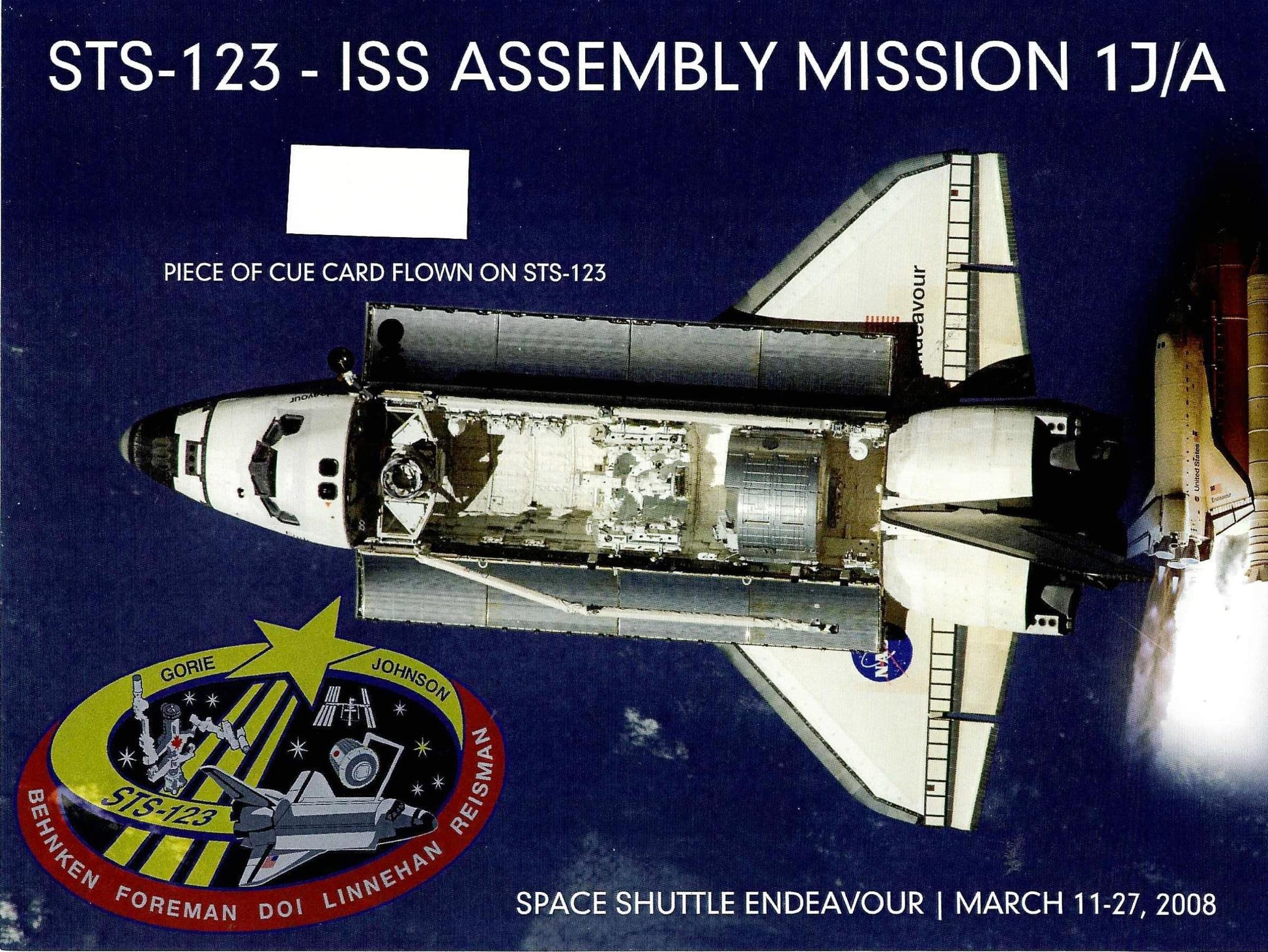 STS-123 flown artifact presentation