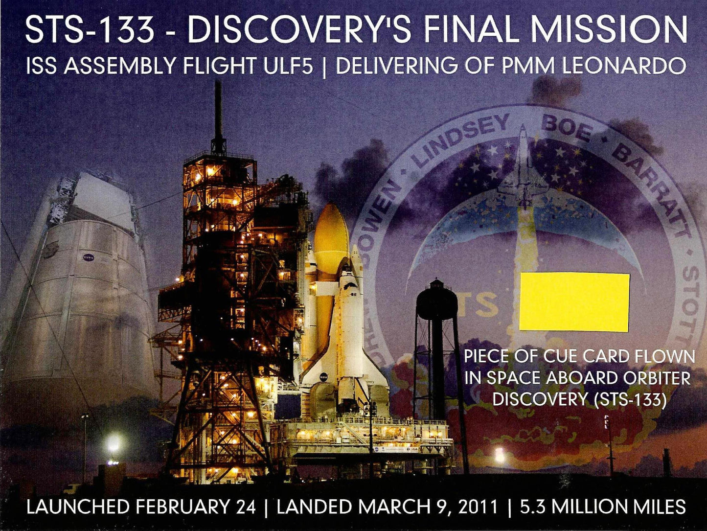 STS-133 flown artifact presentation