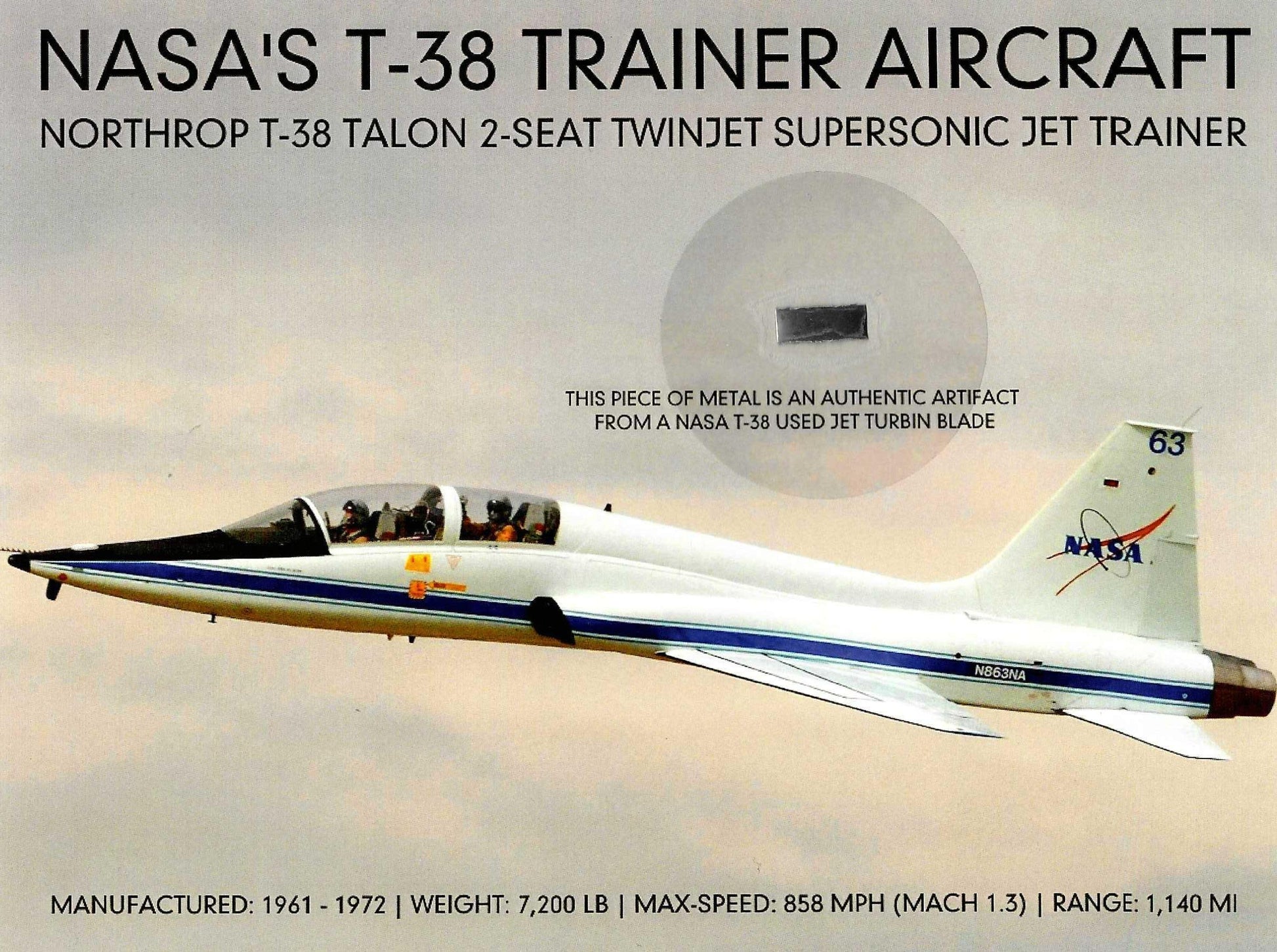 NASA T-38 Talon Trainer Aircraft flown artifact presentation