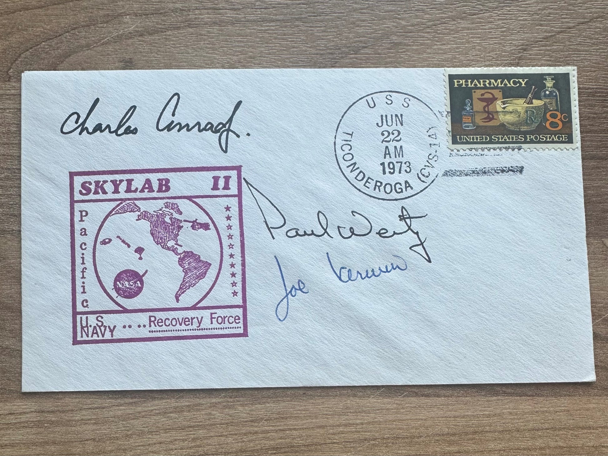 Skylab 2 crew hand-signed cover - with Conrad Autopen