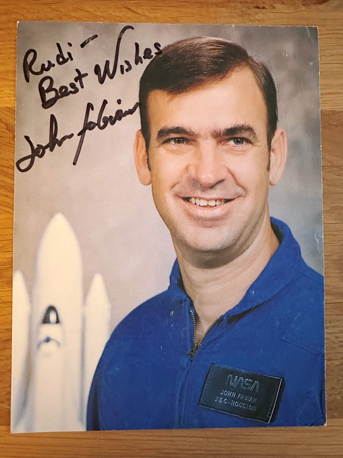 Astronaut John Fabian hand-signed 6x8'' portrait