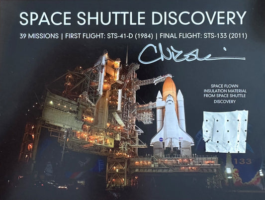 Space Shuttle Discovery flown LARGE artifact presentation - hand-signed by Claude Nicollier 