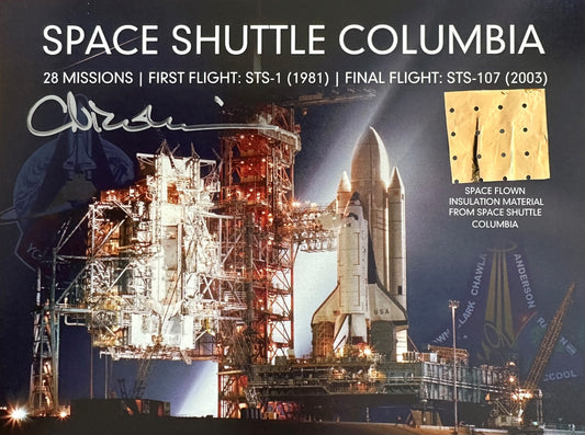 Space Shuttle Columbia flown LARGE artifact presentation - hand-signed by Claude Nicolier