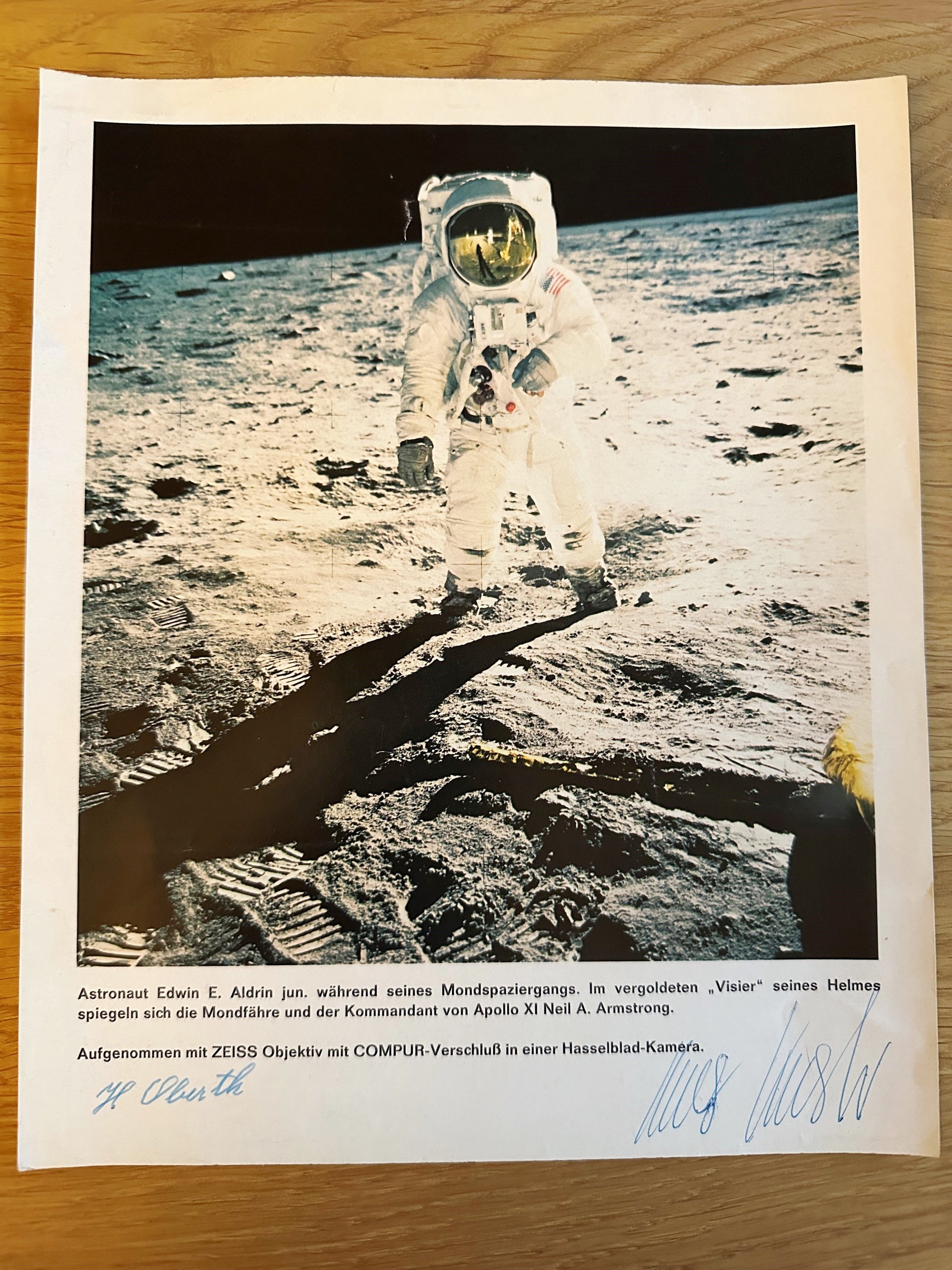 German Rocket Pioneer Herrmann Oberth hand-signed Apollo 11 photo 7x9''